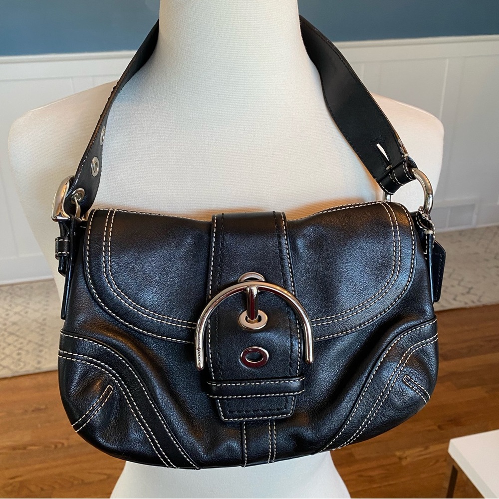 Coach Soho Handbag Black Leather Shoulder Purse Vintage